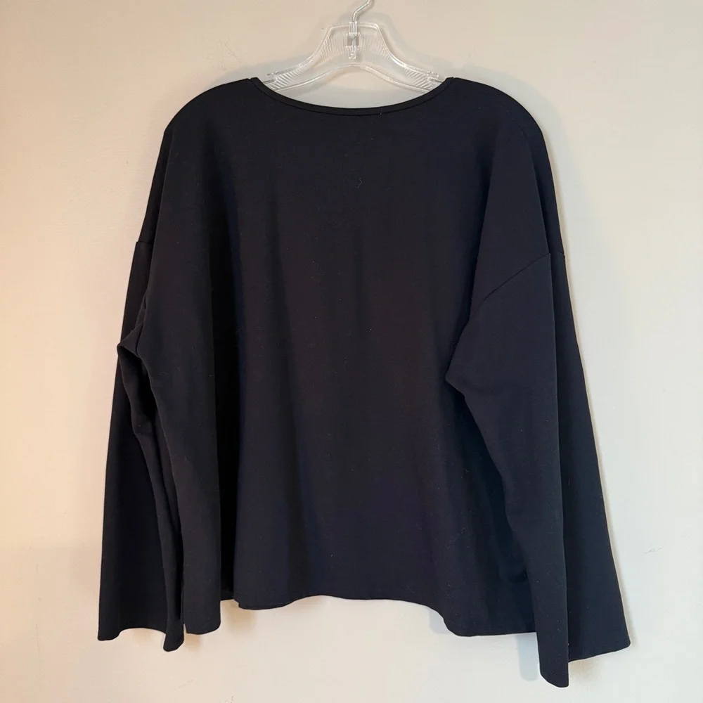 Eileen Fisher XL Black Sweatshirt Tunic Long Sleeve drop shoulder - Picture 5 of 6
